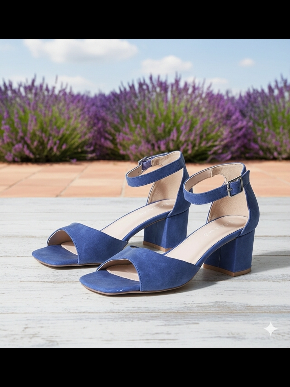 Ruth By J. Adams Blue Block Heel Ankle-Strap Sandals